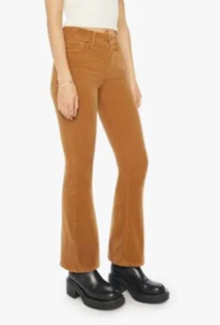 Mother The Weekender Mid Rise Flare Leg Corduroy Pants Tobacco Brown Size 27